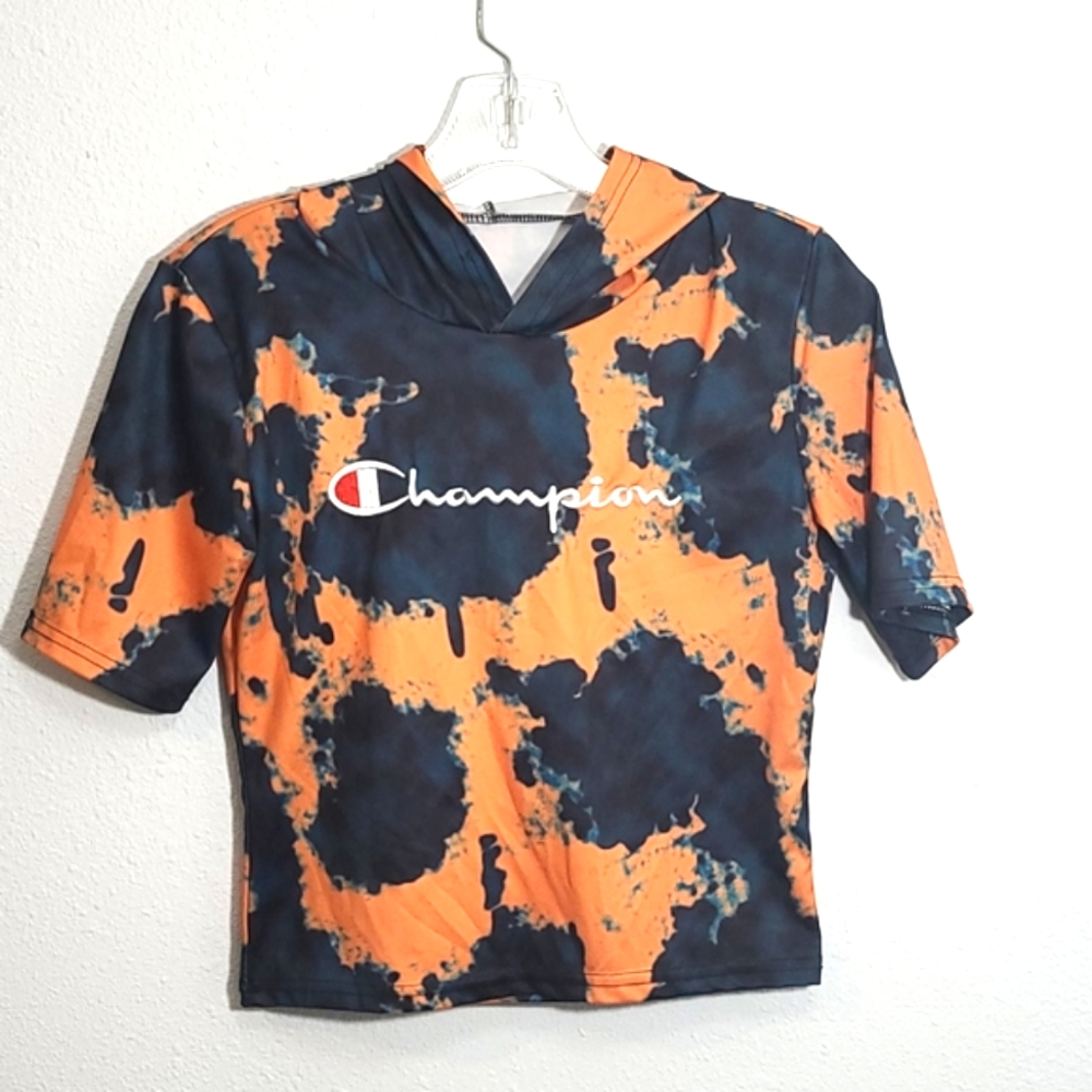 Champion Tie Dye Cropped Hooded Tee